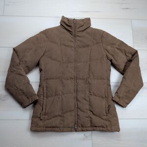 LL Bean‎ Jacket Womens S Goose Down Faux Suede Lined Sherpa Lined Collar Quilted